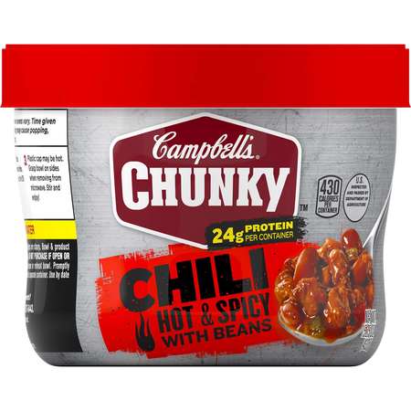Campbells Hot & Spicy With Beans Chili Microwaveable Soup 15.25 oz., PK8 000015905